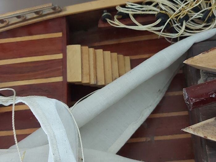 Large Timber  crafted model of the Cutty Sark, A speedy Clipper Sailboat that transported TEA in the late 19thy century