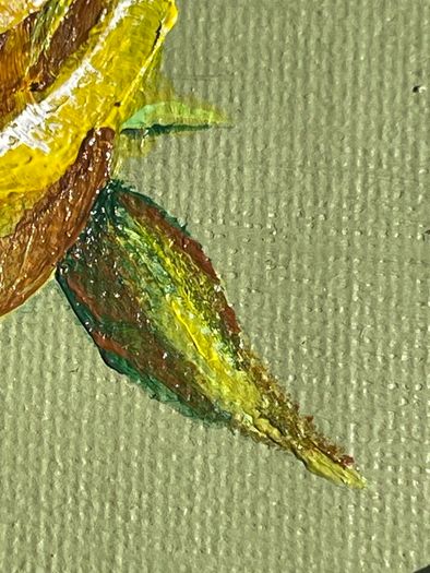 Mini Art - Original Yellow Rose on Canvas