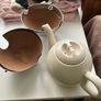 Rare Vintage Art Deco Teapot Silver Chrome Insulated Ceramic Tea Pot Image 3