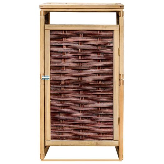 Single Bin Shed Pinewood and Wicker