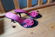 Size 5 Black and Pink Sandals