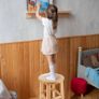 Solid Wooden Stool - Round, 45cm, for Kitchen, Bedroom, Living Room, Entryway Image 4