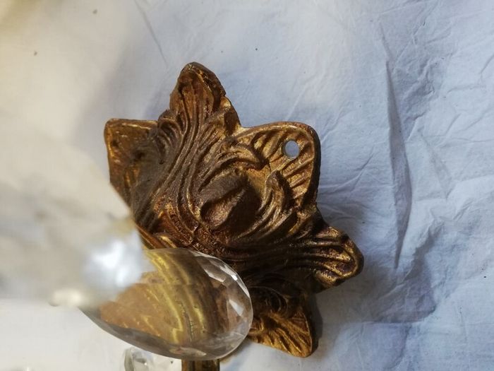 Vintage 1960 Wall Brass & Glass Drops Murano Lamps