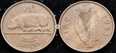 [#2191] - Ireland 1953 | Irish 1/2d | Irish Half Penny | KM.10 | High Grade