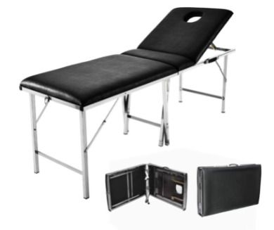 Foldable Massage Table, Portable Aluminium Feet and Premium PU Leather Massage Bed
