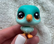 Littlest Pet Shop LPS Hasbro Pewter Aqua Teal Lucky Parakeet Lucky Pets Fortune Cookie: Wave 4 Used Please look at the pictures