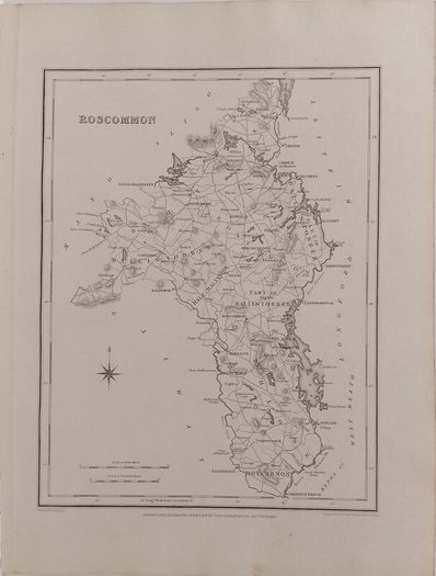 Roscommon 1837 Antique Map Including Baronies