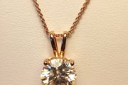 18kt Vermeil Hard Gold Plated Sterling Silver 3.5 carat Moissanite Solitaire Pendant and Chain