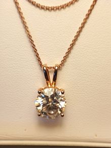 18kt Vermeil Hard Gold Plated Sterling Silver 3.5 carat Moissanite Solitaire Pendant and Chain
