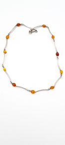 Vintage Natural Honeycomb And Baltic Amber Sterling Silver Necklace