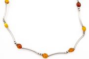 Vintage Natural Honeycomb And Baltic Amber Sterling Silver Necklace