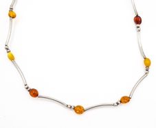 Vintage Natural Honeycomb And Baltic Amber Sterling Silver Necklace