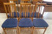 6 x Blue Padded Wooden Kitchen Dining Chairs - Can Deliver