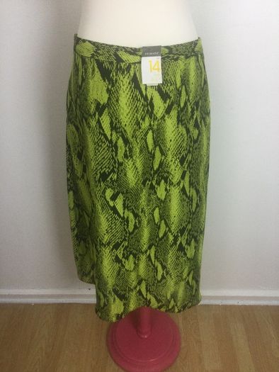 Neon yellow and black animal print chiffon midi skirt with side slit  size14 BNWTS includes postage