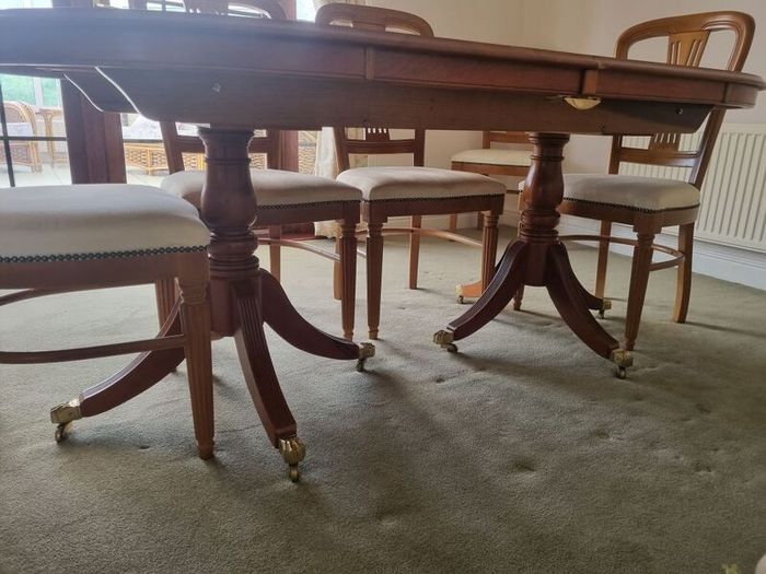 Cherry wood dining table and 8 chairs