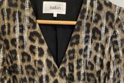 ba&amp;sh Leopard Print Midi Dress Size 0 UK 8 Metallic Detail