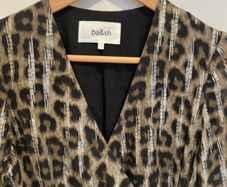 ba&sh Leopard Print Midi Dress Size 0 UK 8 Metallic Detail
