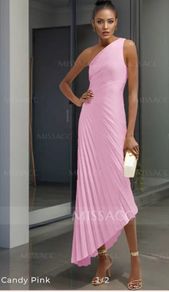One shoulder pleated dress