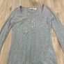 New Look Grey Ribbed Long Sleeve Top with Button Detail - Size 10 Image 2