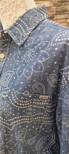 Jack and Jones denim Paisley print shirt unisex size Large