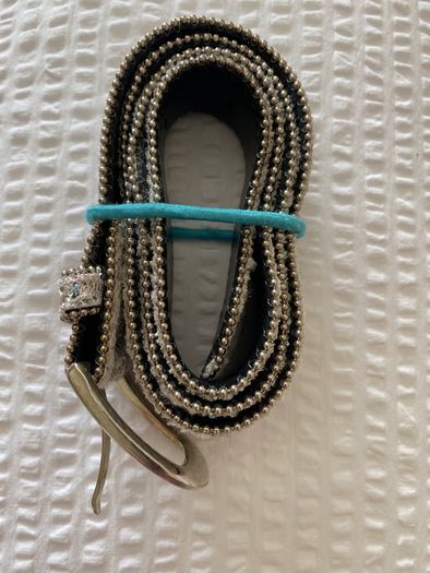 Belt - 50% Polyester Lace with Glittery Sequins and Silver Beaded edges