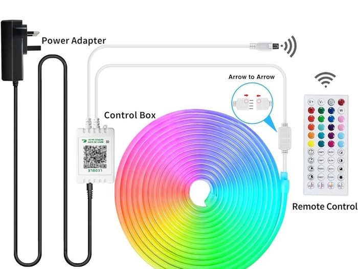 FREE EXPRESS SHIPPING Flexible LED neon Lights Strip 10M 24v RGB with Remote,APP Control, IP65 Waterproof for Bedroom,Room,Outdoors Decor