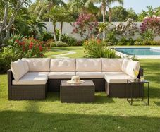 MIAMI Luxury Rattan Garden Corner Sofa with Table