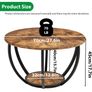 28" Round Coffee Table with Storage,2 Tier Wood Ac Image 9