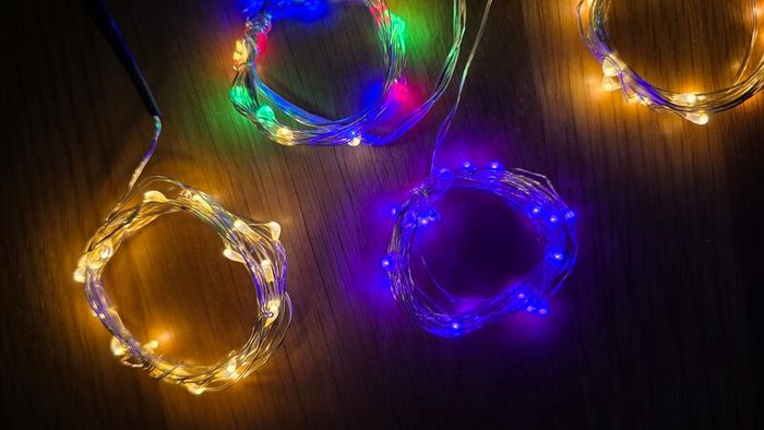 Fairy lights - USB connection - 2x warm white, purple, RGB