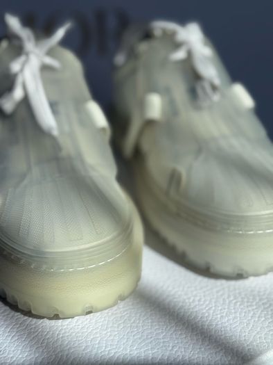 Authentic Dior-ID Low Top Sneakers White Leather with Transparent Rubber Toe Cap