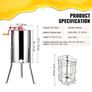 Manual Honey Extractor, 2/4 Frames Honey Spinner Extractor, Stainless Steel Beekeeping Extraction, Honeycomb Drum Spinner with Lid, Apiary Centrifuge Equipment with Height Adjustable Stand Image 2
