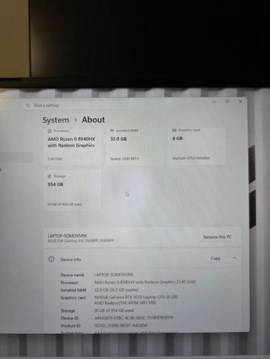 Asus Tuf Gaming A16 Fa608pp Rtx 5070 Ryzen 9 8940hx 32gb Ram 1tb Ssd 165hz Warranty 2027