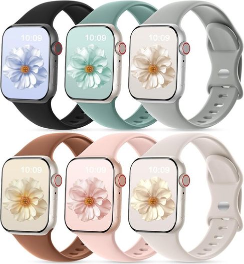 CeMiKa 6 Pack Sport Straps Compatible with Apple Watch Strap 40mm 41mm 38mm 42mm(Series 11) - Silicone Sport Replacement Band for iWatch SE Series 11 10 9 8 7 6 5 4 3 SE3, Women Men