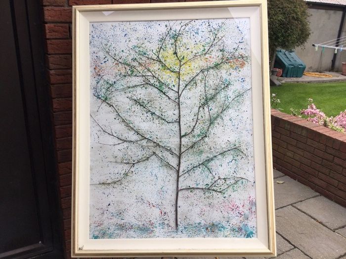 Art - Oil on Board with Natural Twigs. ( Reduced)