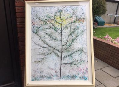 Art - Oil on Board with Natural Twigs. ( Reduced)