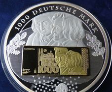 Brothers Grimm 1000 Deutsche mark 1992 Silver plated Gold gilt proof banknote commemorative XXL