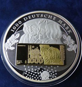 Brothers Grimm 1000 Deutsche mark 1992 Silver plated Gold gilt proof banknote commemorative XXL