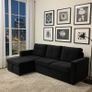 Black Corner Sofa Bed with Storage Brand New 215cms Image 7