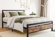 Double Bed Frames with Wood Headboard,Heavy Duty Metal Platform Bed Frame Double Bed No Box Spring Needed,Mattress Base/Under Bed Storage/Sturdy Steel Slat Support