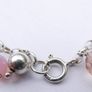 Vintage Sterling Silver Rose Quartz Pearl And Faceted Glass Pink Tassel Toggle Bracelet (L8" - 13,80g) Image 6