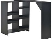 Bar Table with Moveable Shelf Black 138x40x120 cm