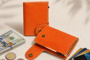 Premium Genuine Leather Smart Card Holder Wallet RFID Blocking Slim Wallet with Pop-Up Card Case