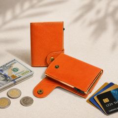 Premium Genuine Leather Smart Card Holder Wallet RFID Blocking Slim Wallet with Pop-Up Card Case