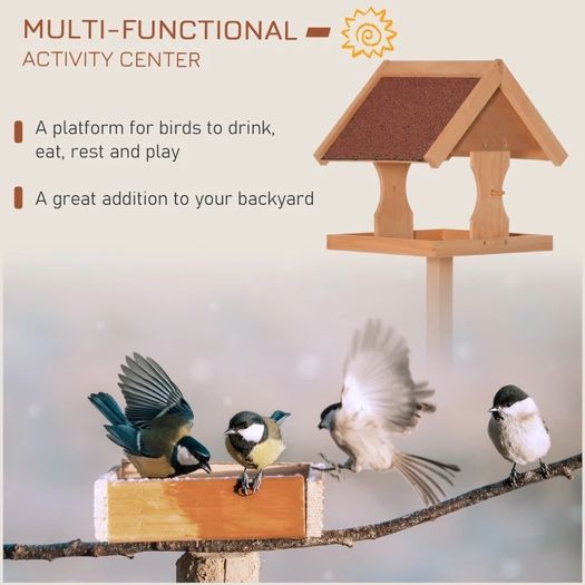 Wooden Bird Table, Bird Feeding Station Free Standing Feeder for Garden Outdoor 55 x 55 x 144cm