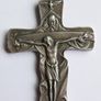 Vintage Holy Trinity Crucifix in silvered brass 14 x 9 cm Image 2