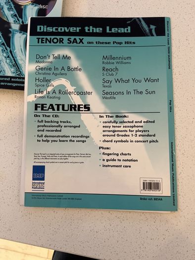 Discover the Lead Pop Songs Tenor Sax Book and Play Along CD