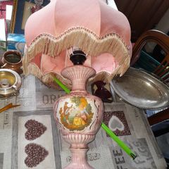 Vintage Italian Ceramic Lamp featuring a Fragonard style scene, Made in Italy, frequently associated with Capodimonte production