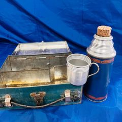 Antique thermos flask and lunch box