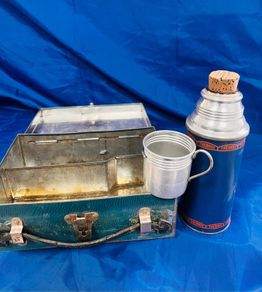 Antique thermos flask and lunch box