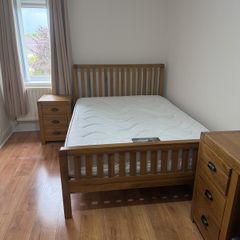 Solid Oak Bedroom Furniture (Double Bed, Mattress, Locker, Dressing table, Chest)